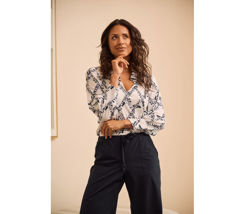 Helena Hart Top Liv Print Marine