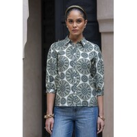 Geisha Blouse Green Ecru