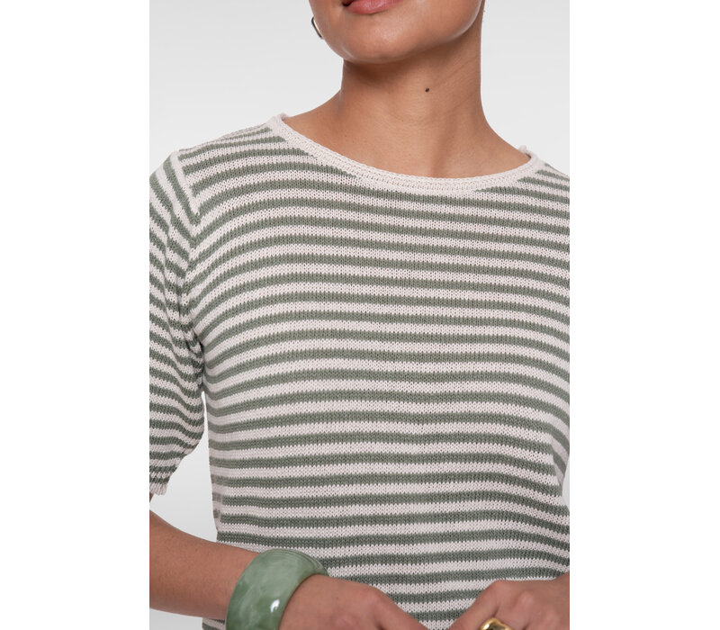 Geisha Pullover Stripes Off White Olive
