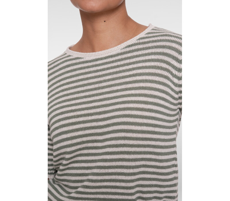 Geisha Pullover Stripes Off White Olive