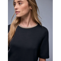 Street One Shirt Striped Collar Shadowed Navy