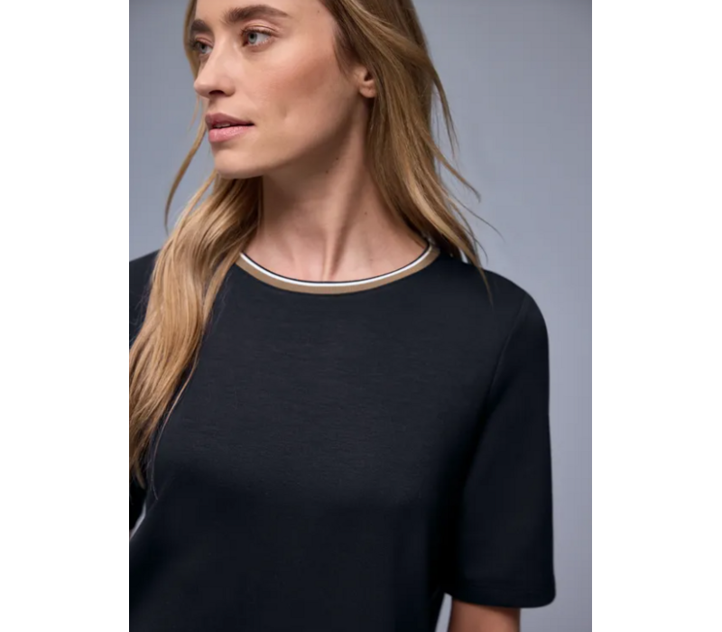 Street One Shirt Striped Collar Shadowed Navy