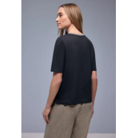 Street One Shirt Striped Collar Shadowed Navy