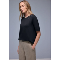 Street One Shirt Striped Collar Shadowed Navy