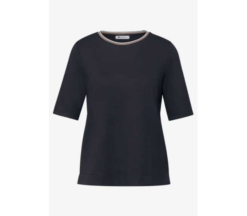 Street One Shirt Striped Collar Shadowed Navy