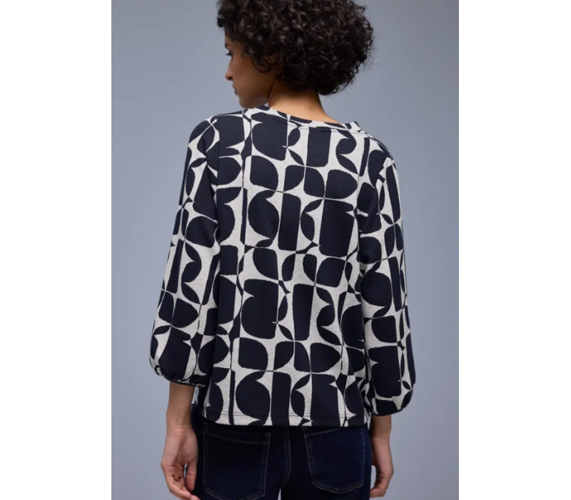 Street One Big Graphic Dessin Shirt Shadowed Navy