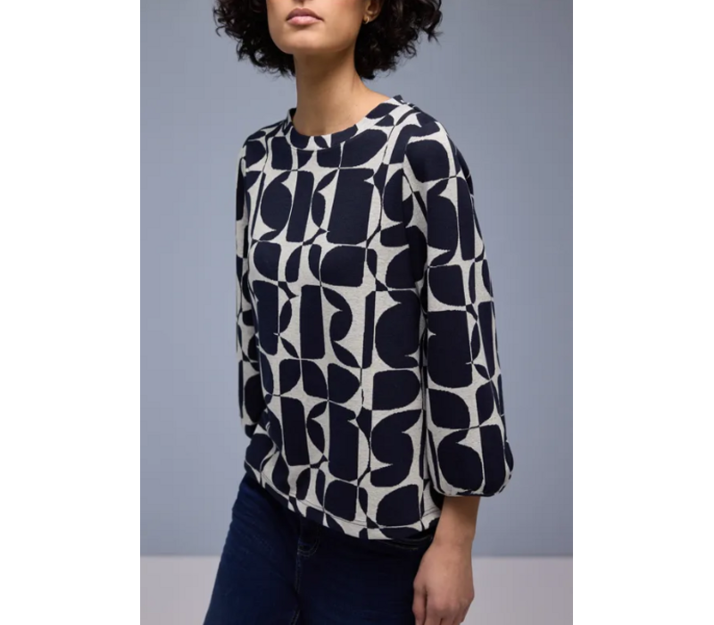 Street One Big Graphic Dessin Shirt Shadowed Navy