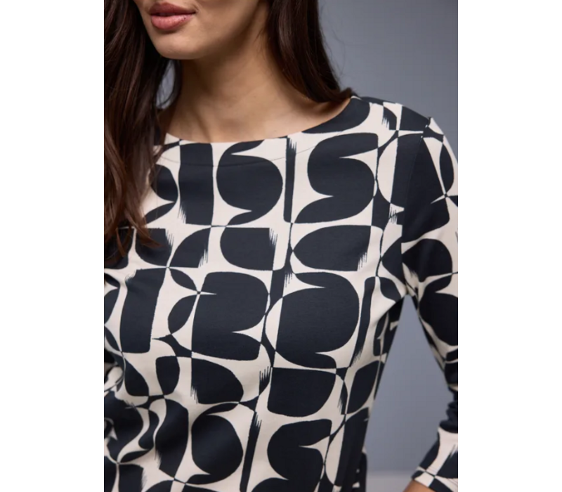 Street One Printed Interlock Shirt Shadowed Navy