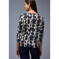 Street One Printed Interlock Shirt Shadowed Navy