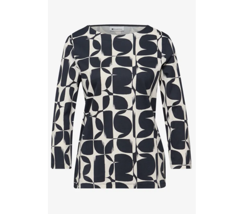 Street One Printed Interlock Shirt Shadowed Navy