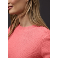 Street One Structured Sweater Button Striking Coral Melange