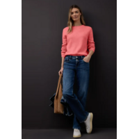 Street One Structured Sweater Button Striking Coral Melange