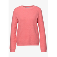 Street One Structured Sweater Button Striking Coral Melange