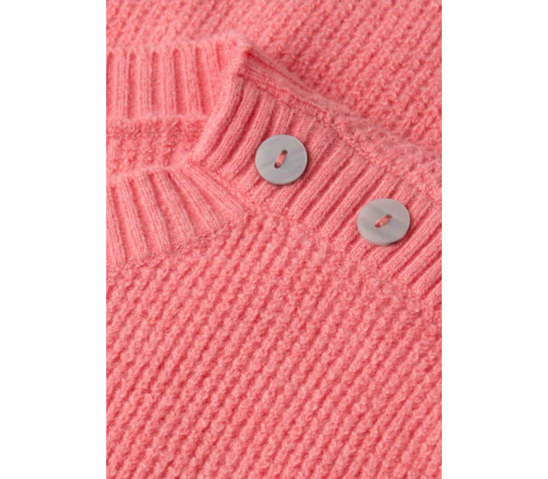 Street One Structured Sweater Button Striking Coral Melange