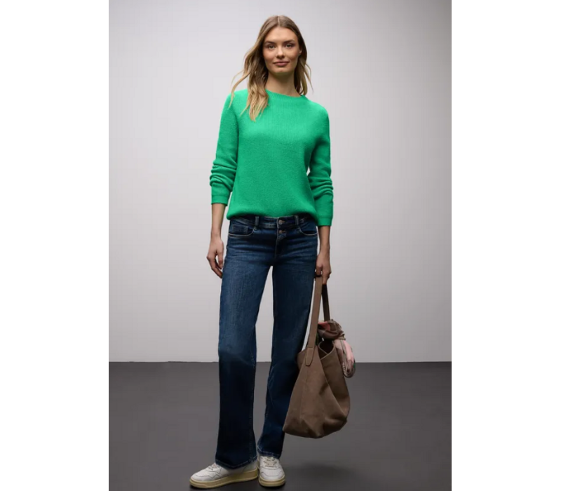 Street One Structured Sweater Button Arcadia Green Melange