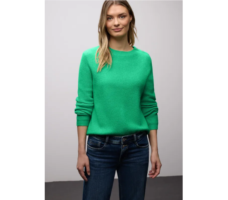 Street One Structured Sweater Button Arcadia Green Melange