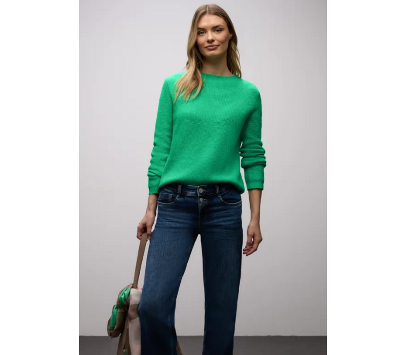 Street One Structured Sweater Button Arcadia Green Melange