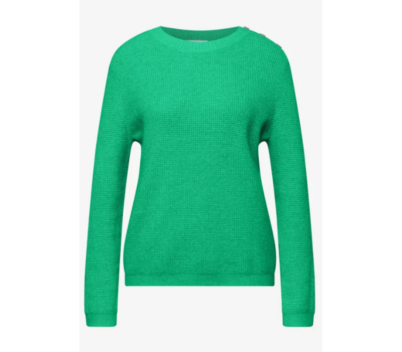 Street One Structured Sweater Button Arcadia Green Melange