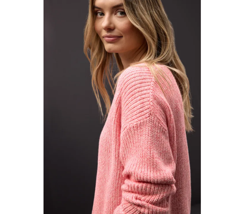 Street One V-Neck Mouline Striking Coral