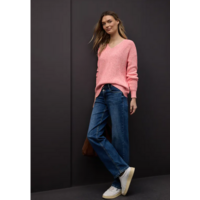 Street One V-Neck Mouline Striking Coral