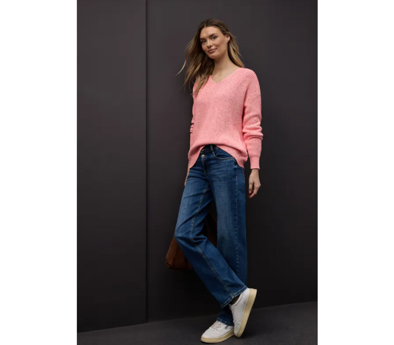 Street One V-Neck Mouline Striking Coral