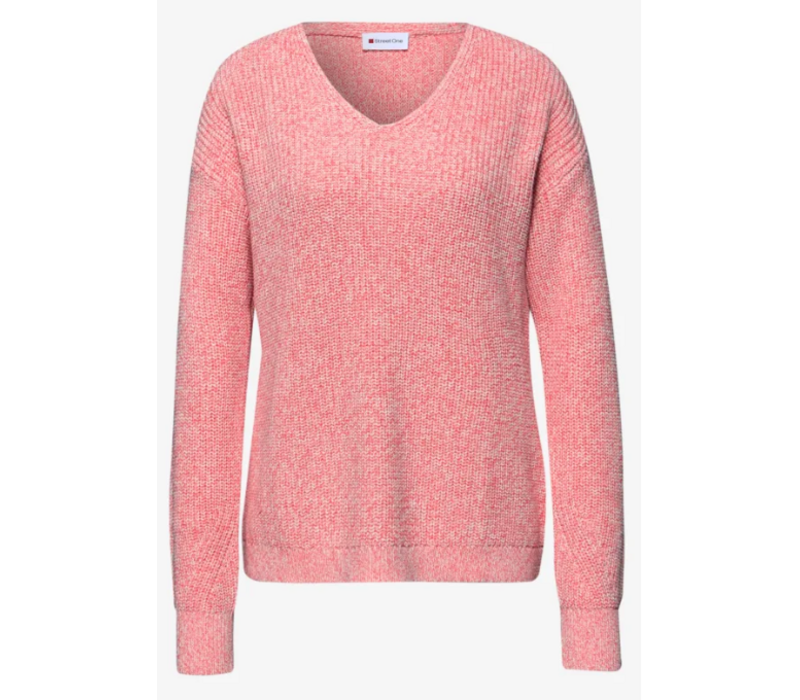 Street One V-Neck Mouline Striking Coral