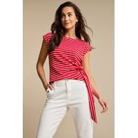 Red Button Terry Stripe with Knot Red