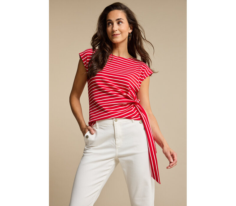 Red Button Terry Stripe with Knot Red