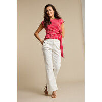 Red Button Terry Stripe with Knot Red