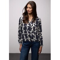 Street One Splitneck Blouse Tape Detail Shadowed Navy