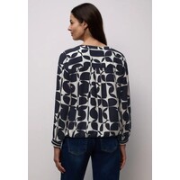 Street One Splitneck Blouse Tape Detail Shadowed Navy