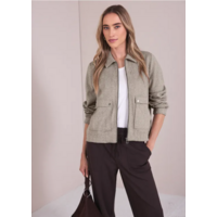 Street One Soft Herringbone Blouson Jacket Light Terra Mocha Melange