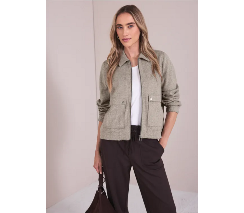 Street One Soft Herringbone Blouson Jacket Light Terra Mocha Melange