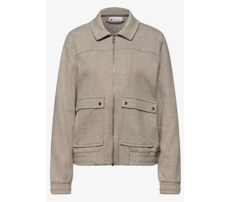 Street One Soft Herringbone Blouson Jacket Light Terra Mocha Melange