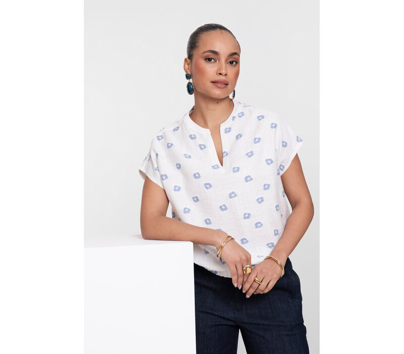 Geisha Top Ecru Chambray