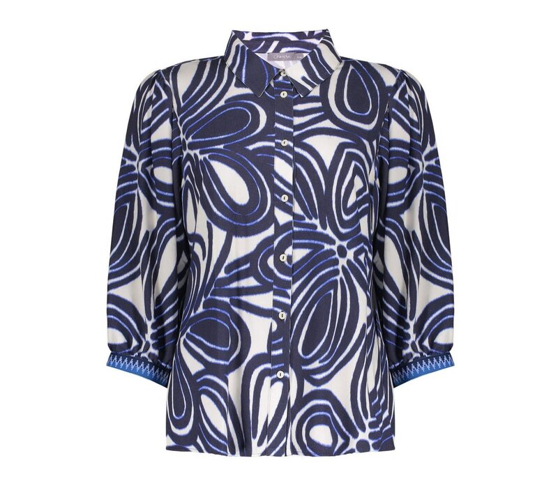Geisha Blouse Ecru Navy