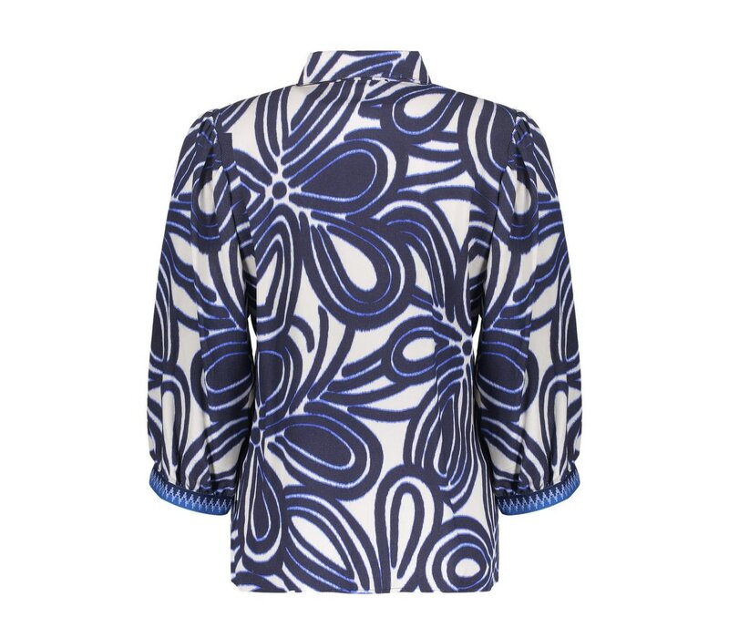 Geisha Blouse Ecru Navy