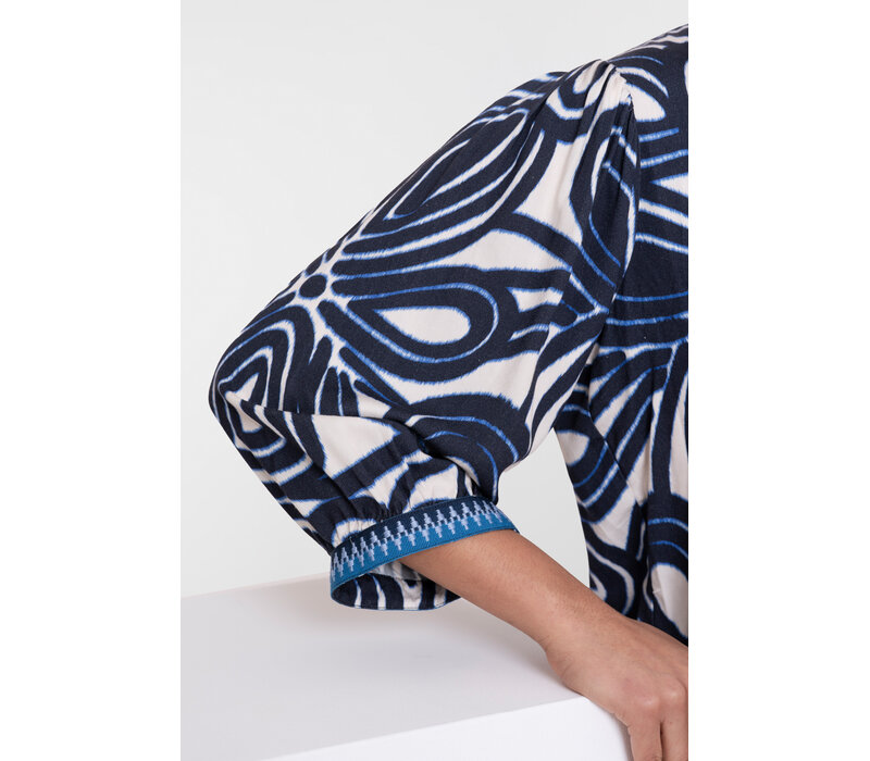 Geisha Blouse Ecru Navy