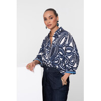 Geisha Blouse Ecru Navy