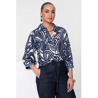 Geisha Blouse Ecru Navy