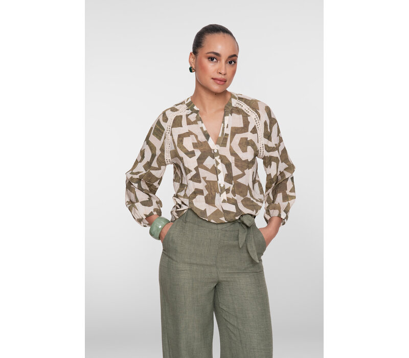 Geisha Top Ecru Olive