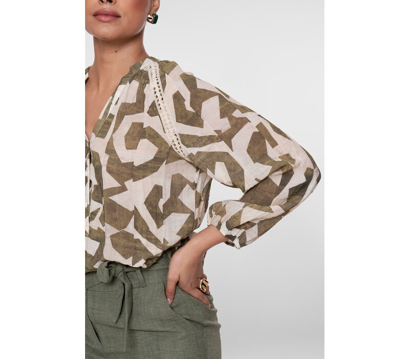 Geisha Top Ecru Olive