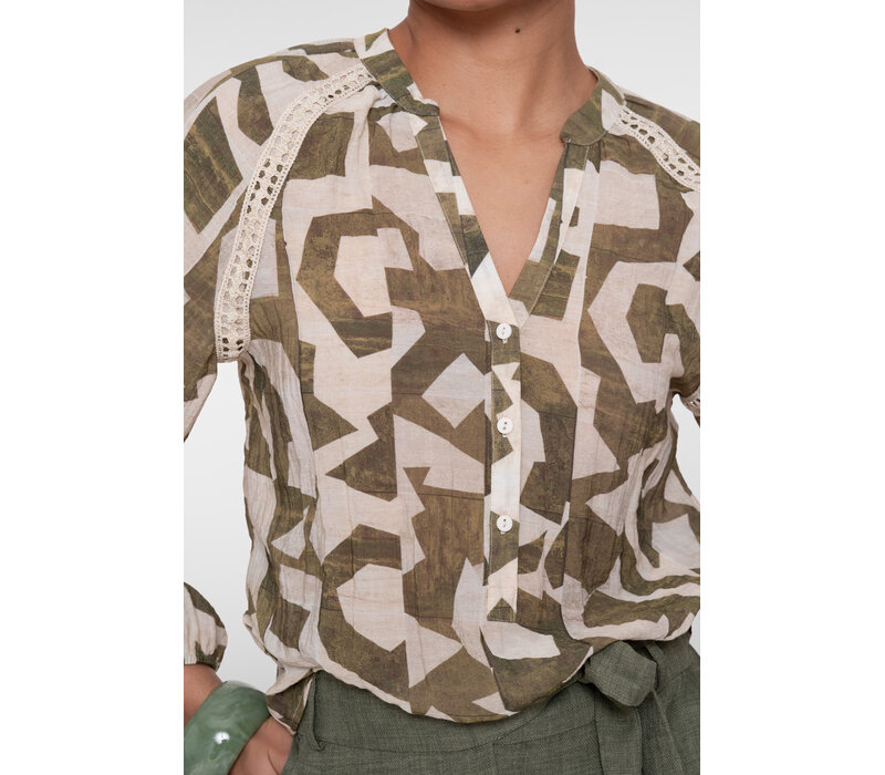 Geisha Top Ecru Olive