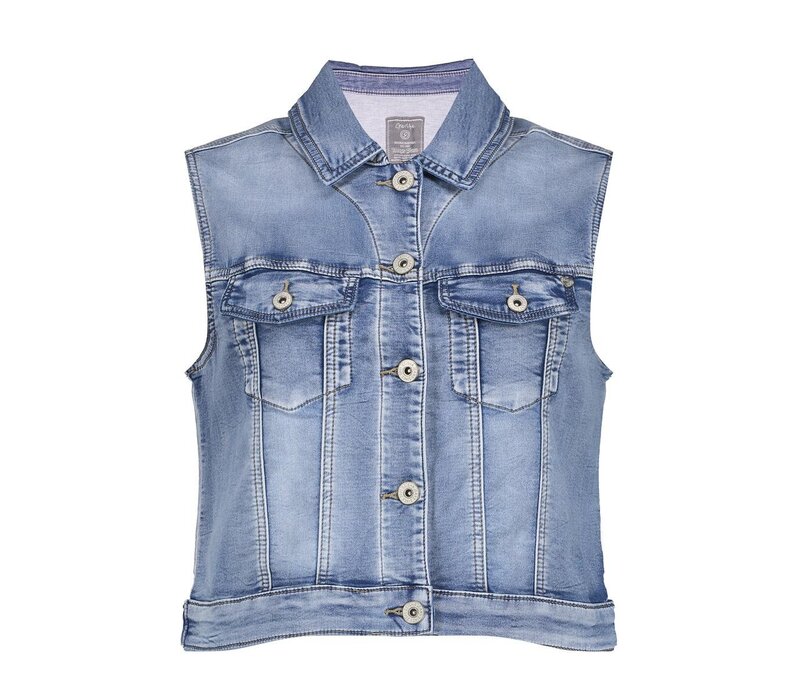 Geisha Jeansjacket Sleeveless Mid Blue Denim
