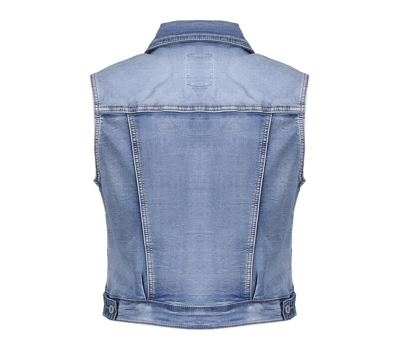 Geisha Jeansjacket Sleeveless Mid Blue Denim