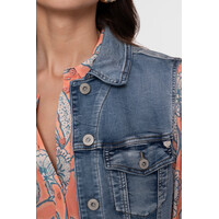 Geisha Jeansjacket Sleeveless Mid Blue Denim