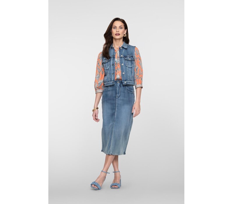 Geisha Jeansjacket Sleeveless Mid Blue Denim