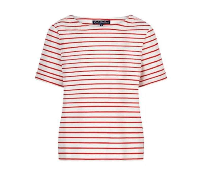 Red Button Terry Stripe Short Sleeve Red