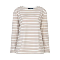 Red Button Terry Stripe Long Sleeve Pebble