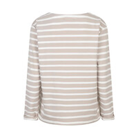 Red Button Terry Stripe Long Sleeve Pebble
